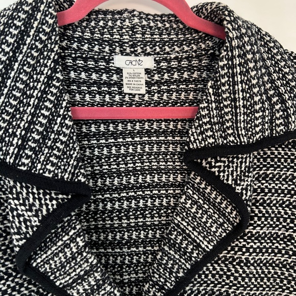 Cache black and white metallic knit tweed blazer w/gold toned zippers Size Large - Picture 4 of 7